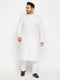 Vastramay Men's Plus Size White Cotton Kurta And Cotton Pant Style Pyjama Set