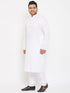 Vastramay Men's Plus Size White Cotton Kurta And Pyjama Set