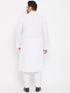 Vastramay Men's Plus Size White Cotton Kurta And Pyjama Set