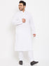 Vastramay Men's Plus Size White Cotton Kurta And Pyjama Set