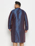 Vastramay Men's Plus Size Navy Blue Zari Weaved Kurta
