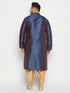 Vastramay Men's Plus Size Navy Blue Zari Weaved Kurta Dhoti Set
