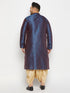 Vastramay Men's Plus Size Navy Blue Zari Weaved Kurta Dhoti Set