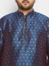 Vastramay Men's Plus Size Navy Blue Zari Weaved Kurta Dhoti Set