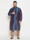 Vastramay Men's PLUS Size Navy Blue Zari Weaved Kurta Pyjama Set