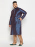 Vastramay Men's PLUS Size Navy Blue Zari Weaved Kurta Pyjama Set