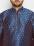 Vastramay Men's PLUS Size Navy Blue Zari Weaved Kurta Pyjama Set