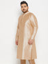 Vastramay Men's Plus Size Gold Zari Weaved Kurta