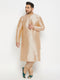 Vastramay Men's PLUS Size Gold Zari Weaved Kurta Pyjama Set