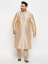 Vastramay Men's PLUS Size Gold Zari Weaved Kurta Pyjama Set