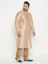 Vastramay Men's PLUS Size Gold Zari Weaved Kurta Pyjama Set