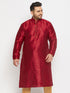 Vastramay Men's Plus Size Maroon Zari Weaved Kurta