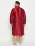 Vastramay Men's Plus Size Maroon Zari Weaved Kurta Dhoti Set