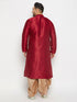 Vastramay Men's Plus Size Maroon Zari Weaved Kurta Dhoti Set