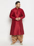 Vastramay Men's Plus Size Maroon Zari Weaved Kurta Dhoti Set