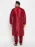 Vastramay Men's PLUS Size Maroon Zari Weaved Kurta Pyjama Set