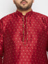 Vastramay Men's PLUS Size Maroon Zari Weaved Kurta Pyjama Set