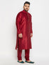 Vastramay Men's PLUS Size Maroon Zari Weaved Kurta Pyjama Set