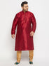 Vastramay Men's PLUS Size Maroon Zari Weaved Kurta Pyjama Set