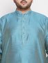 Vastramay Men's Plus Size Aqua Blue Woven Kurta