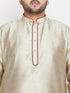 Vastramay Men's Plus Size Beige Woven Kurta And Maroon Dhoti Set