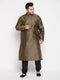 Vastramay Men's Plus Size Black Woven Kurta And Pyjama Set