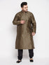Vastramay Men's Plus Size Black Woven Kurta And Pyjama Set