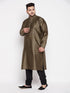Vastramay Men's Plus Size Black Woven Kurta And Pyjama Set