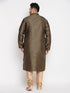 Vastramay Men's Plus Size Black Woven Kurta And Rose Gold Pyjama Set