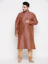 Vastramay Men's Plus Size Maroon Woven Kurta