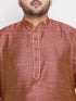 Vastramay Men's Plus Size Maroon Woven Kurta And Maroon Pyjama Set