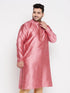 Vastramay Men's Plus Size Pink Woven Kurta