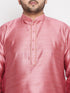 Vastramay Men's Plus Size Pink Woven Kurta