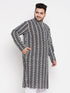 Vastramay Men's Plus Size Black Chikankari Embroidered Kurta