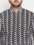 Vastramay Men's Plus Size Black Chikankari Embroidered Kurta