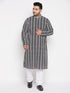 Vastramay Men's Plus Size Black Chikankari Embroidered Kurta