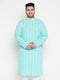 Vastramay Men's Plus Size Green Chikankari Embroidered Kurta