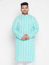 Vastramay Men's Plus Size Green Chikankari Embroidered Kurta