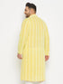 Vastramay Men's Plus Size Mustard Chikankari Embroidered Kurta