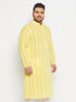Vastramay Men's Plus Size Mustard Chikankari Embroidered Kurta