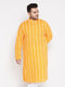Vastramay Men's Plus Size Orange Chikankari Embroidered Kurta