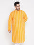 Vastramay Men's Plus Size Orange Chikankari Embroidered Kurta
