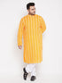 Vastramay Men's Plus Size Orange Chikankari Embroidered Kurta