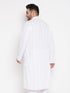 Vastramay Men's Plus Size White Chikankari Embroidered Kurta