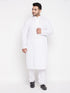 Vastramay Men's Plus Size White Chikankari Embroidered Kurta