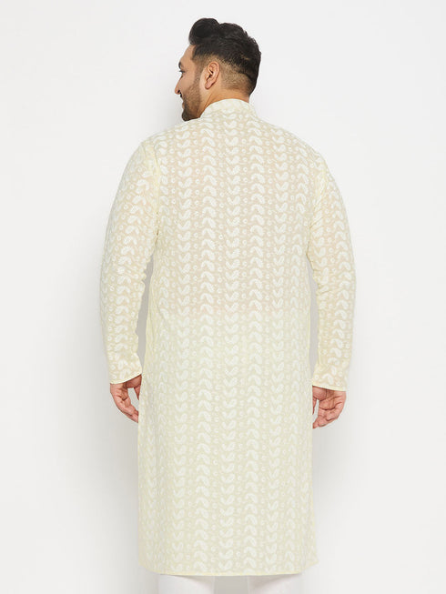 Vastramay Men's Plus Size Chikankari Embroidered Kurta