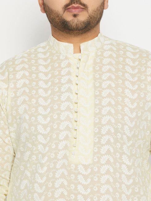 Vastramay Men's Plus Size Chikankari Embroidered Kurta