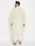 Vastramay Men's Plus Size Chikankari Embroidered Kurta And White Dhoti Set