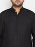Vastramay Men's Plus Size Black Cotton Blend Pathani Set