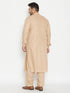 Vastramay Men's Plus Size Light Brown Cotton Blend Pathani Set